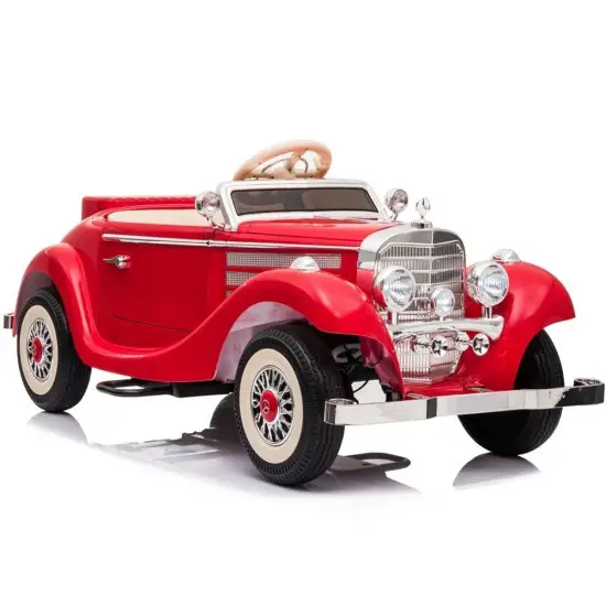 Sarkans akumulatora retro automobilis Mercedes 540K Elektriskās mašīnas bērniem