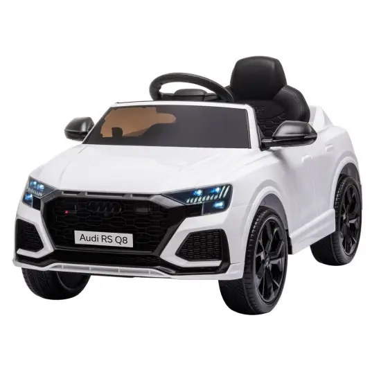 Balts Audi RS Q8 ar akumulatoru darbināms automobilis Elektriskās mašīnas bērniem