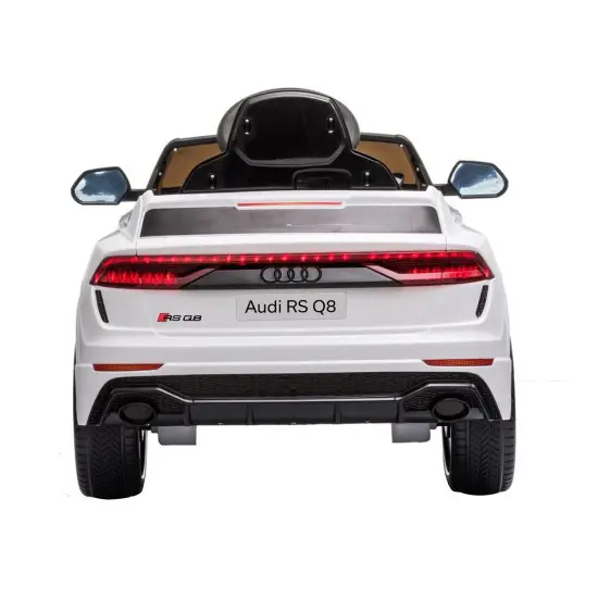 Balts Audi RS Q8 ar akumulatoru darbināms automobilis Elektriskās mašīnas bērniem