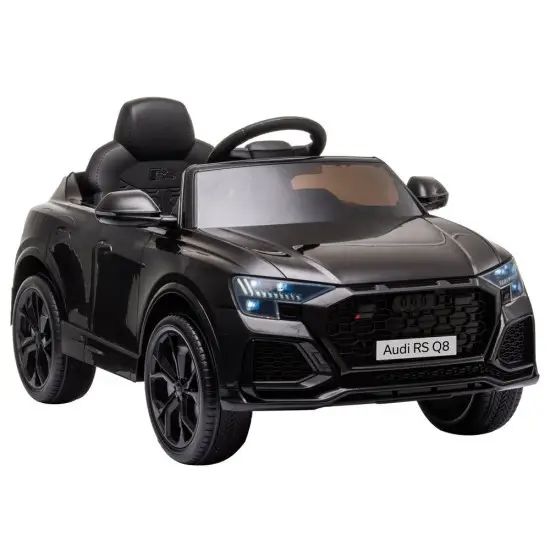 Melns Audi RS Q8 ar akumulatoru Elektriskās mašīnas bērniem