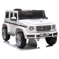 Mercedes G500 ar akumulatoru darbināms balts automobilis