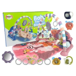 rozā bērnu paklājiņš ar piederumiem