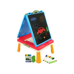 Zila magnētiskā un krīta tāfele ar 3in1 galdu