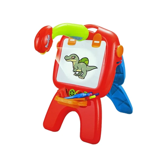 Sarkana abpusēja tāfele ar krītu un zīmuļiem, spēles Magnētiskie dēļi un magnēti