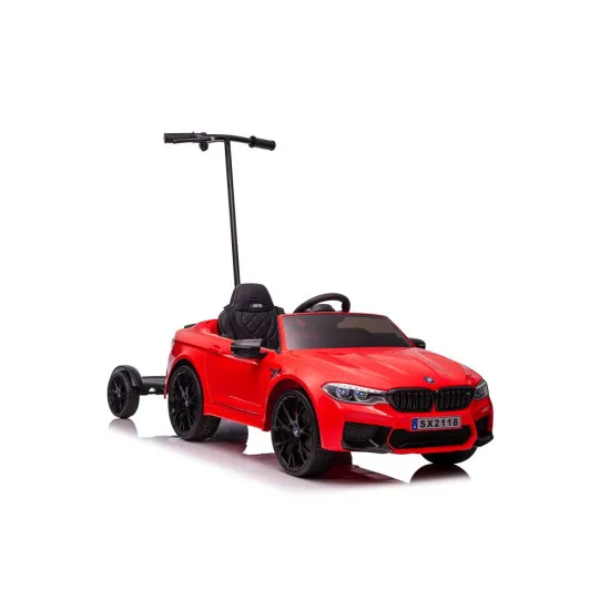 BMW M5 sarkanais elektromobilis