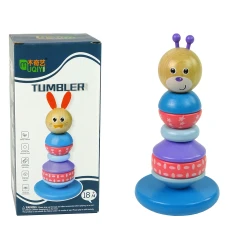 Koka lācēns Teddy Bear Izglītojošs piramīdas balansēšanas tornis