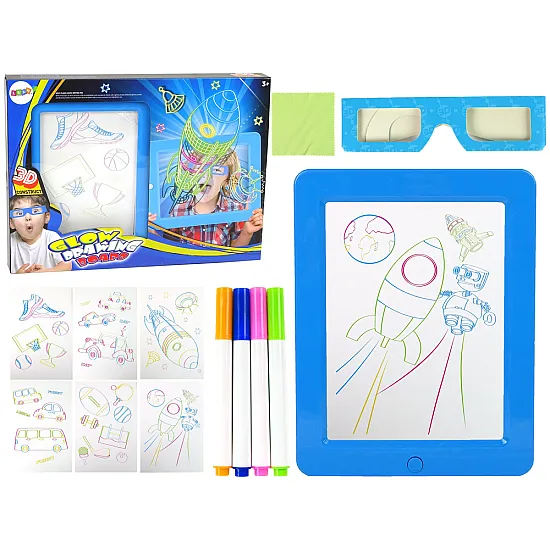 Magic 3D gaismas zilā plāksne un brilles Magnētiskie dēļi un magnēti