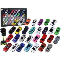 A set of aluminum springs in a box of 30 pieces for police sports cars