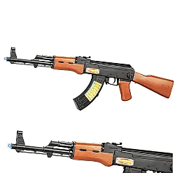 Melnā un brūnā krāsā rotaļlietu šautene AK-47 bērniem