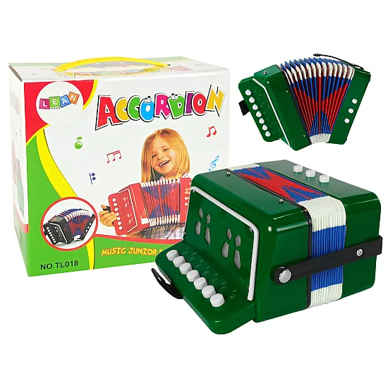 Žalias akordeonas jaunam muzikantui Muzikos instrumentai