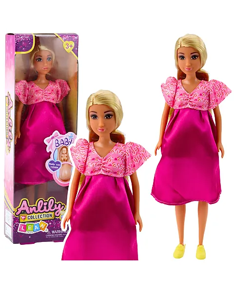 Pregnant doll in a pink dress