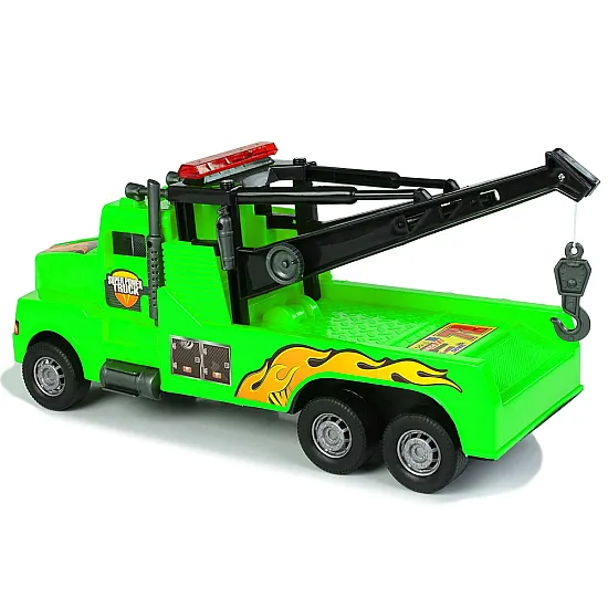 Auto Tow Truck Roadside Assistance 1:10 Green Rope Rotaļlietu automašīnas