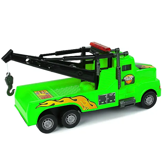 Auto Tow Truck Roadside Assistance 1:10 Green Rope Rotaļlietu automašīnas