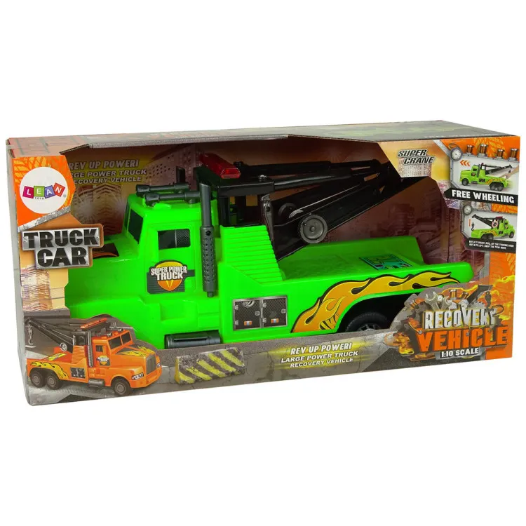 Auto Tow Truck Roadside Assistance 1:10 Green Rope Rotaļlietu automašīnas