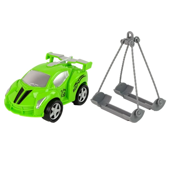 Car Transporter Roadside Assistance Tow Truck 1:16 Green Sound Lights Rotaļlietu automašīnas