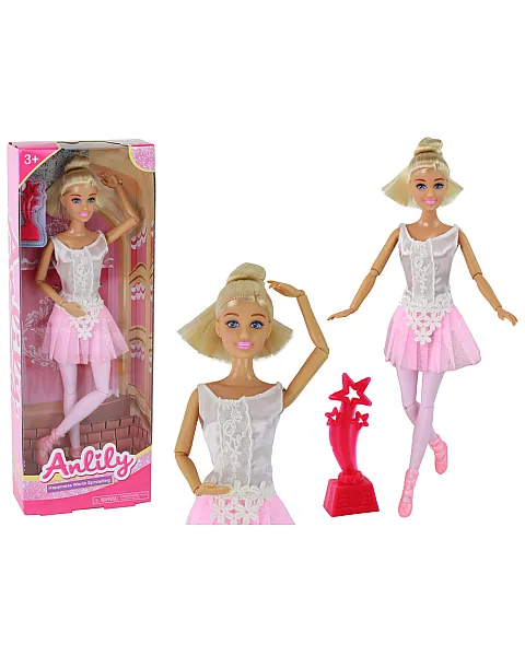 Children's ballerina dancer doll with a pink dress