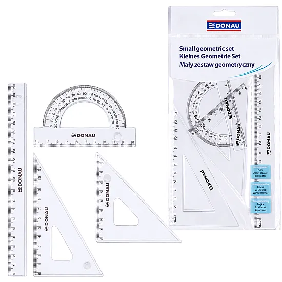 Neliels ģeometrijas komplekts ar 20 cm lineālu