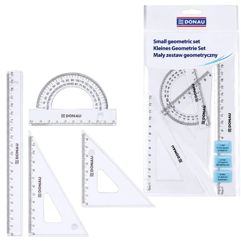 Neliels ģeometrijas komplekts ar 20 cm lineālu