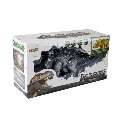 Baterijām darbināts pelēks Triceratops dinozaurus Dinozauri