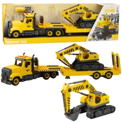 Saliekamā kravas automašīna ar kāpurķēžu ekskavatoru