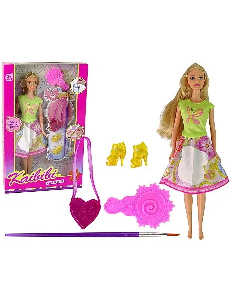 Long-haired doll with a paintable dress