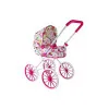 Doll Pram Retro Big Wheels Flowers Leļļu un spēļu komplekti