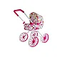 Doll Pram Retro Big Wheels Flowers Leļļu un spēļu komplekti
