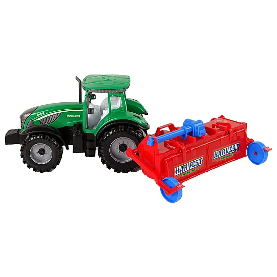 Sarkans traktors ar arklu Rotaļlietu automašīnas