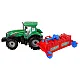 Sarkans traktors ar arklu Rotaļlietu automašīnas