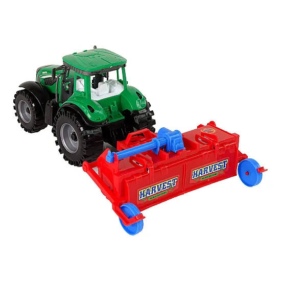 Sarkans traktors ar arklu Rotaļlietu automašīnas