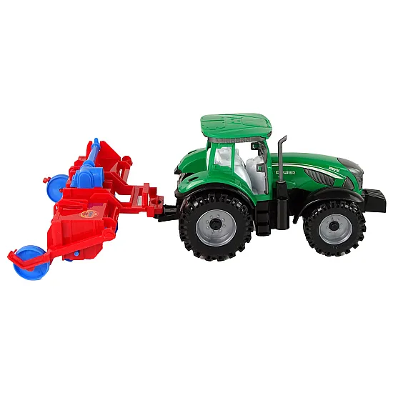Sarkans traktors ar arklu Rotaļlietu automašīnas