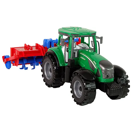 Sarkans traktors ar arklu Rotaļlietu automašīnas