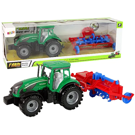 Sarkans traktors ar arklu Rotaļlietu automašīnas