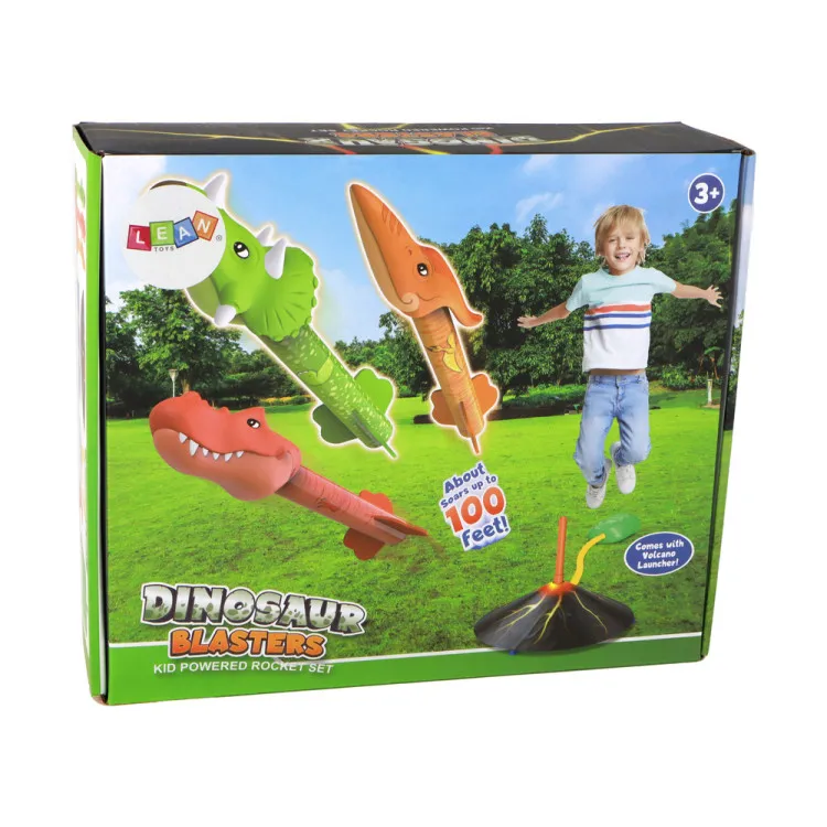 Melnā vulkāns ar dinozauru formas raķetēm Dinozauri