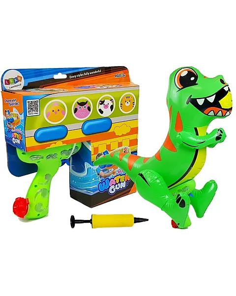 Zaļš ūdens šautenis ar pūšamu dinozauru
