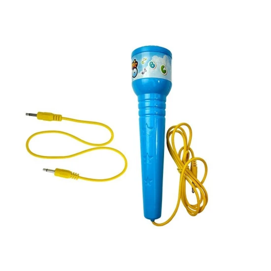 Balts elektroniskais klavieres ar zilu mikrofonu Mūzikas instrumentai