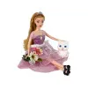 Garā matu lelle Emīlija ar kaķi un ziediem Leļļu un spēļu komplekti