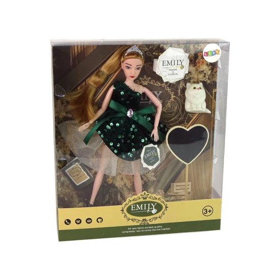 Leļļu Emilija ar baltu kaķēnu Leļļu un spēļu komplekti