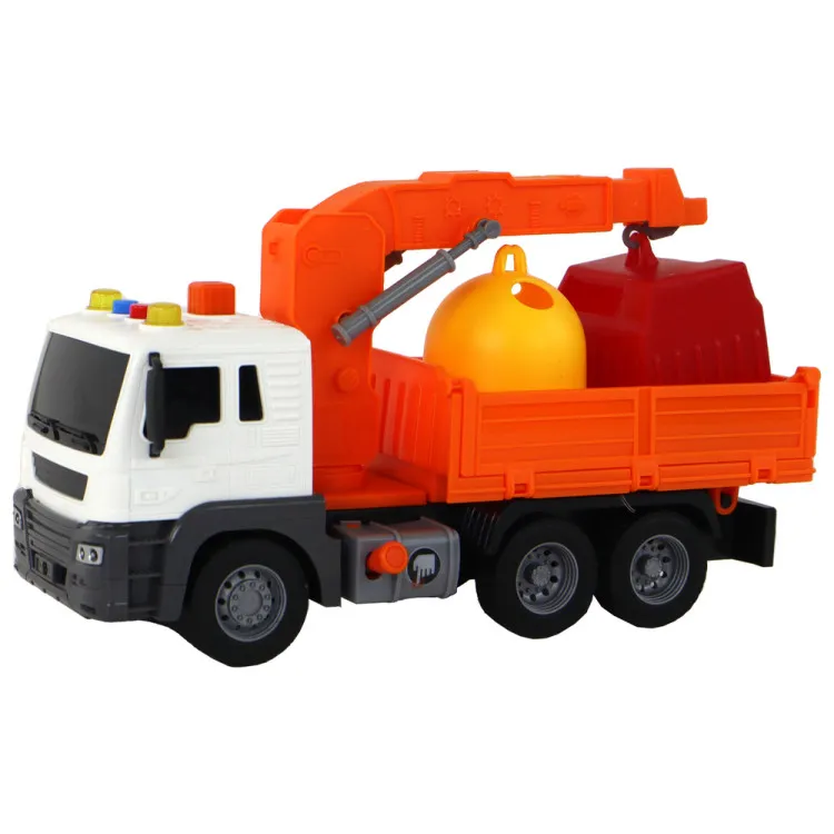 Garbage Truck With Crane Friction Drive Orange 1:16 Rotaļlietu automašīnas