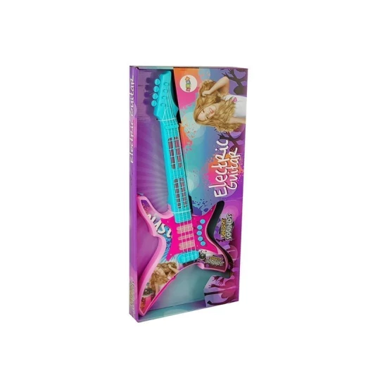 Rozā elektriskā ģitāra ar gaismas un skaņas efektiem Mūzikas instrumentai