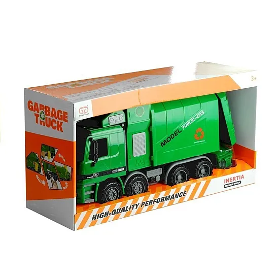 Green Garbage Remover Big Opening Assembly Container Rotaļlietu automašīnas