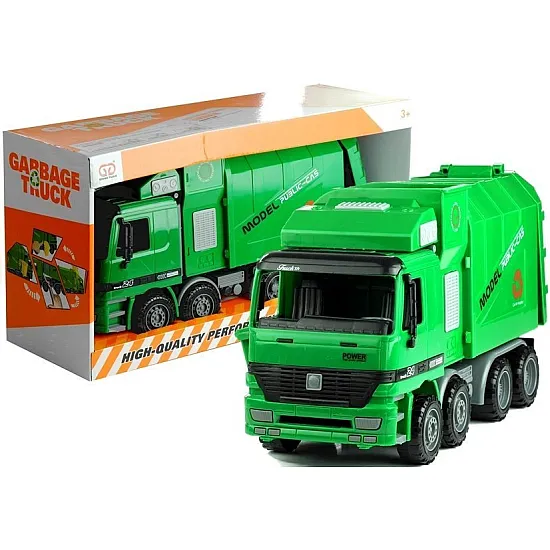 Green Garbage Remover Big Opening Assembly Container Rotaļlietu automašīnas