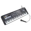 Melns pianīns ar 61 taustiņu un mikrofonu mācībām. Mūzikas instrumentai