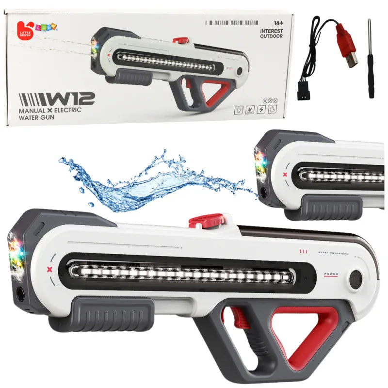 Large Gun Rifle W12 Electric Water LED White 60cm Šautenes