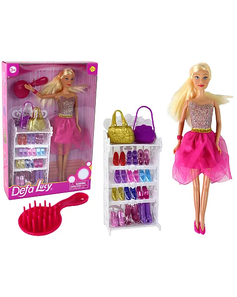 Lucy doll with a shiny dress and shoe set