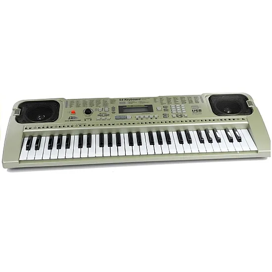 Pilkas muzikinis pianinas su mikrofonu Muzikos instrumentai
