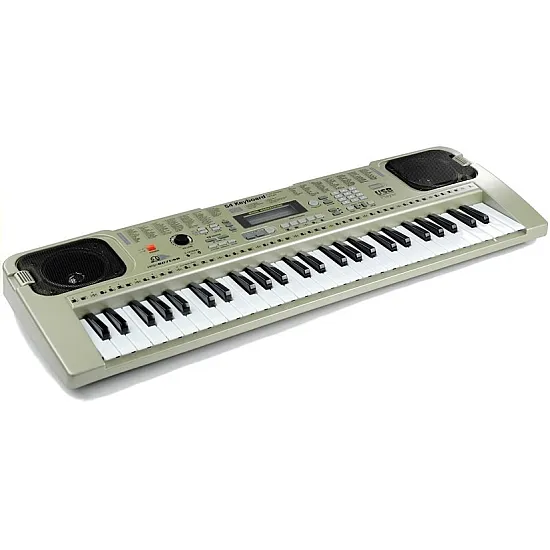 Pilkas muzikinis pianinas su mikrofonu Muzikos instrumentai