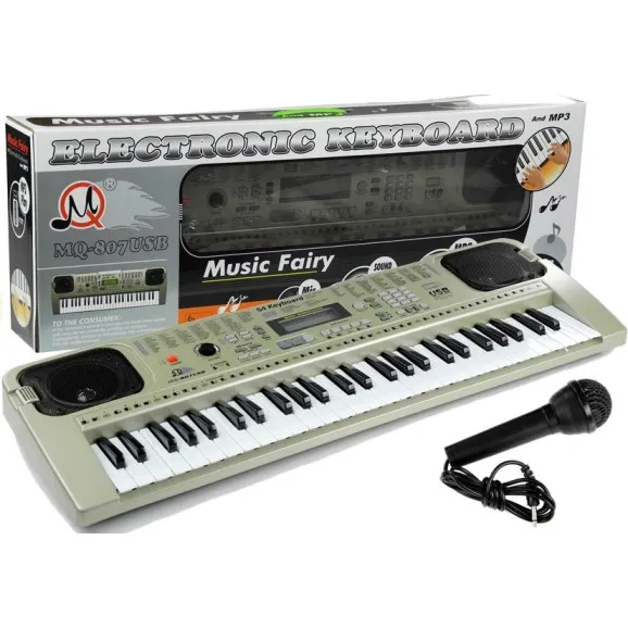 Pelēks muzikālais klavierinstrumenti ar mikrofonu Mūzikas instrumentai