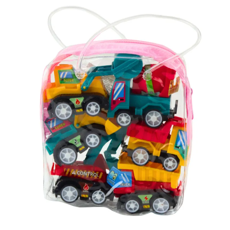 Set of Mini Construction Cars with Motor in a Bag 6 pcs. Rotaļlietu automašīnas