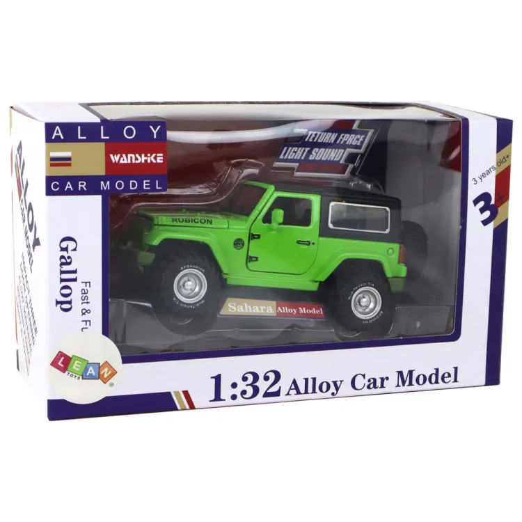 Off-Road Car Battery Powered Friction Drive Metal Green 1:32 Rotaļlietu automašīnas